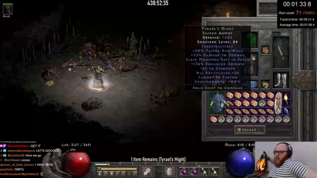 Diablo 2 resurrected holy grail challenge world first confirmed twitch streamer Enpherno Tyrael's Might