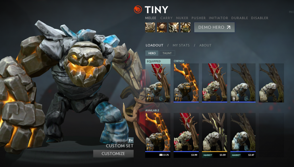 Dota 2 7.30c buffs Tiny with strength attribute increase