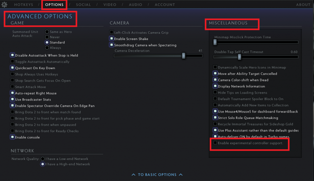 How to Enable Experimental Dota Controller Support in the Dota 2 game client. 