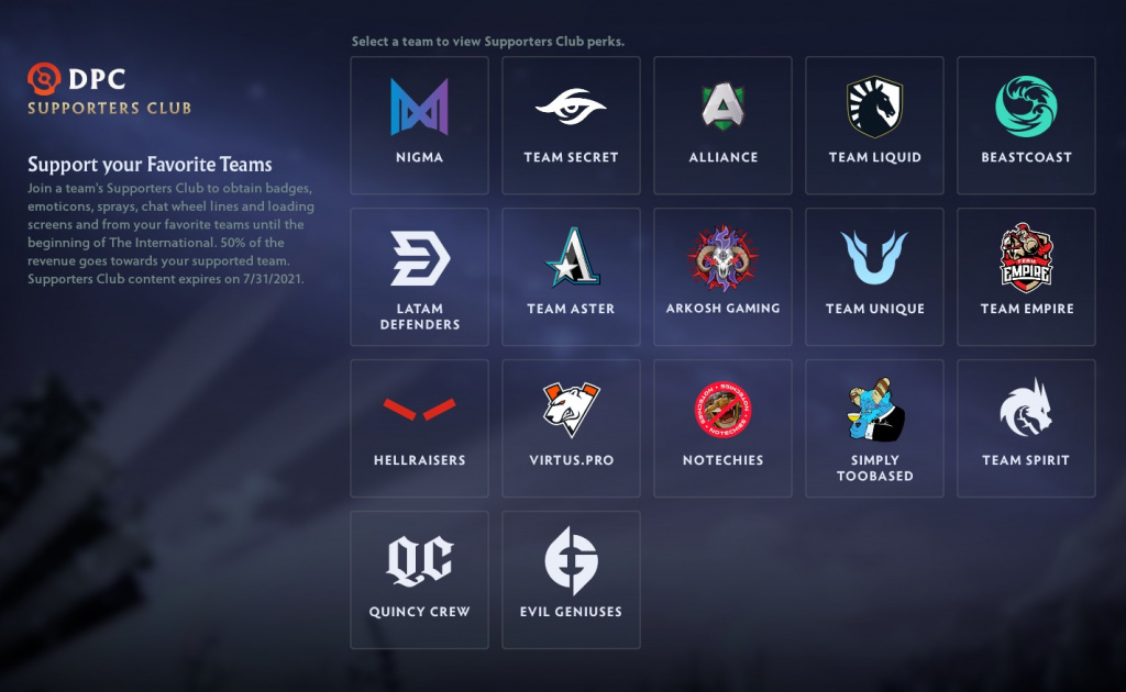 Dota 2 supporters club valve pro scene how to support bundles