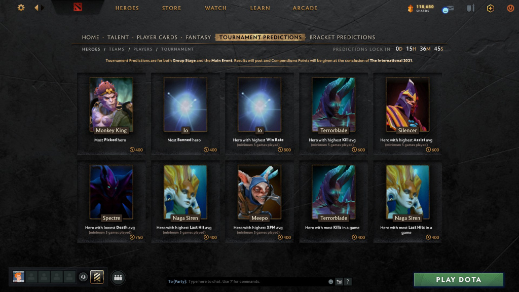 Dota 2 TI10 Heroes Tab Predictions. (Picture: Valve / @Sillicur)