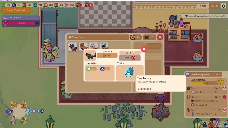Cat Cafe Manager release date platforms pc system requirements specs gameplay features file size nintendo switch