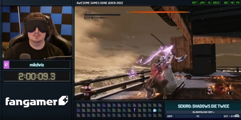 Mitchriz blindfolded speedrunner speedrunning speedrun sekiro shadows die twice Awesome Games Done Quick AGDQ