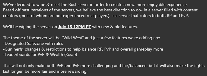 abe offlinetv otv rust server reset wild west theme balance changes
