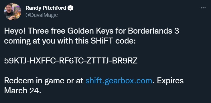 Tiny Tina's Wonderlands Shift codes redeem skeleton keys rewards how to get are there any gearbox software randy pitchford